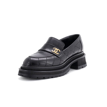 Chanel Women's CC Loafers Quilted Leather