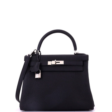 Hermes Kelly Handbag Black Togo with Palladium Hardware 28
