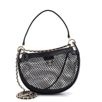 Chanel Half Moon Clutch with Chain Mesh with Quilted Lambskin