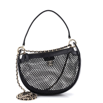 Chanel Half Moon Clutch with Chain Mesh with Quilted Lambskin
