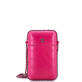 Chanel Chain Around Phone Holder Box Crossbody Quilted Lambskin