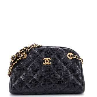 Chanel CC Compartment Chain Bowler Bag Quilted Caviar Small