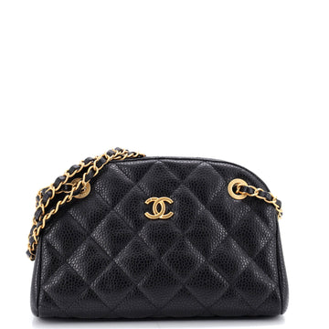 Chanel CC Compartment Chain Bowler Bag Quilted Caviar Small