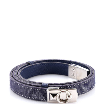 Hermes Rivale 18 Belt Denim and Leather Thin