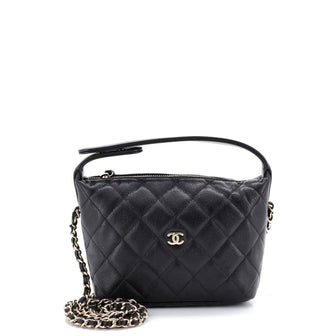 Chanel CC Hobo Clutch with Chain Quilted Caviar