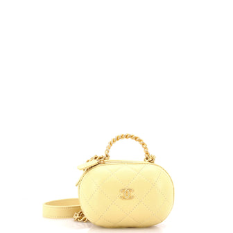 Chanel CC Bubble Top Handle Vanity Case with Chain Quilted Lambskin Mini