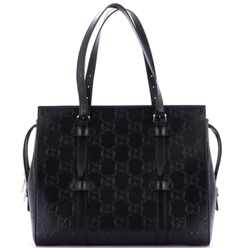 Gucci Tote Bag GG Embossed Perforated Leather