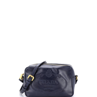 Prada Logo Camera Bag Embossed Leather Small