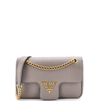 Prada Pattina Flap Shoulder Bag Saffiano Leather Small