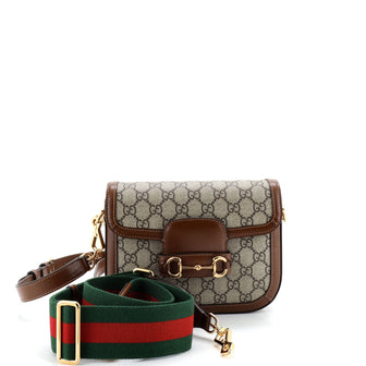 Gucci Horsebit 1955 Shoulder Bag GG Coated Canvas with Leather Mini