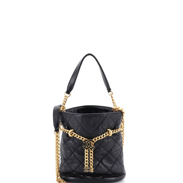 Chanel Pending CC Drawstring Bucket Bag Quilted Lambskin Small