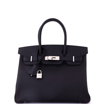 Hermes Birkin Handbag Black Epsom with Palladium Hardware 30