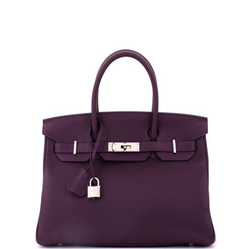 Hermes Birkin Handbag Purple Togo with Palladium Hardware 30