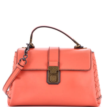 Bottega Veneta Piazza Top Handle Bag Leather with Intrecciato Detail Small