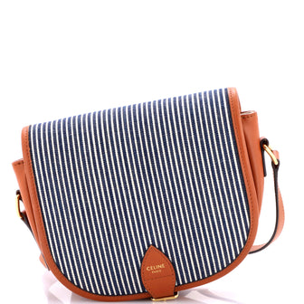 Celine Folco Bag Striped Canvas Medium