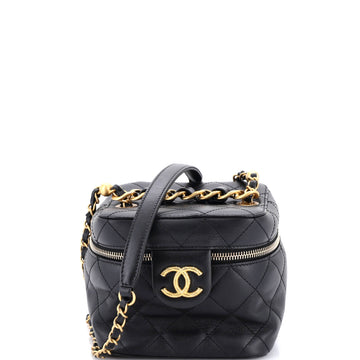 Chanel Chain Bar Vanity Case with Chain Quilted Calfskin Small