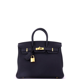 Hermes Birkin Handbag Blue Togo with Gold Hardware 25