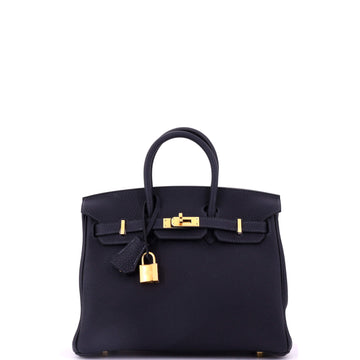 Hermes Birkin Handbag Blue Togo with Gold Hardware 25