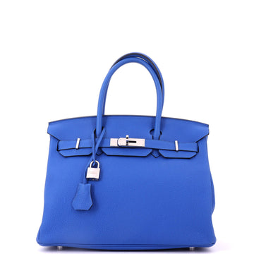 Hermes Birkin Handbag Blue Togo with Palladium Hardware 30
