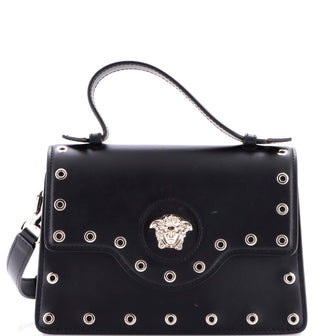Versace La Medusa Top Handle Satchel Leather with Eyelet Detail Small