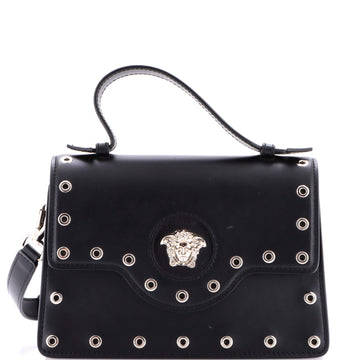 Versace La Medusa Top Handle Satchel Leather with Eyelet Detail Small