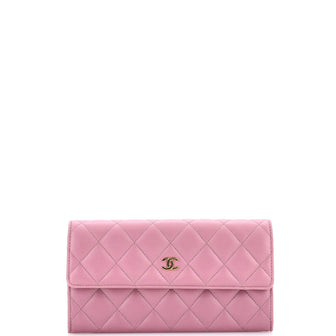 Chanel CC Gusset Flap Wallet Quilted Lambskin Long