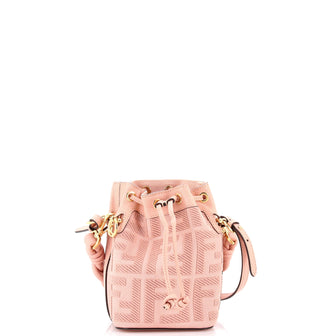 Fendi Woven Handle Mon Tresor Bucket Bag Zucca Embroidered Canvas Mini