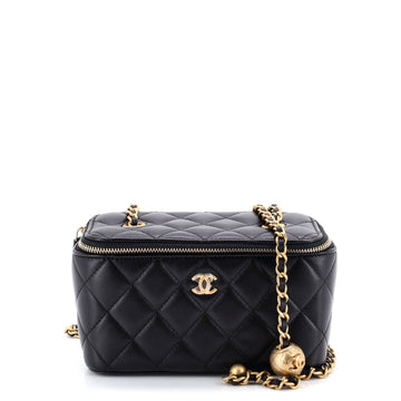 Chanel Pearl Crush Vanity Case with Chain Quilted Lambskin Small