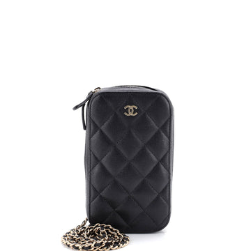 Chanel Zip Around Phone Case with Chain Quilted Caviar