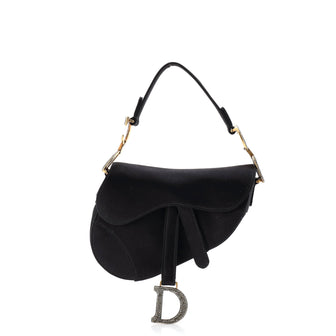 Christian Dior Saddle Handbag Satin with Crystals Mini