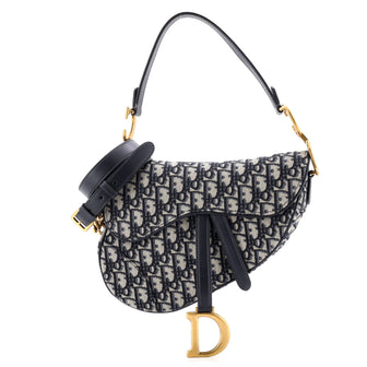 Christian Dior Saddle Handbag with Strap Oblique Canvas Medium