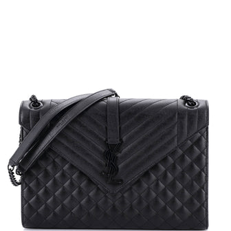 Saint Laurent Classic Monogram Envelope Satchel Mixed Matelasse Leather Large