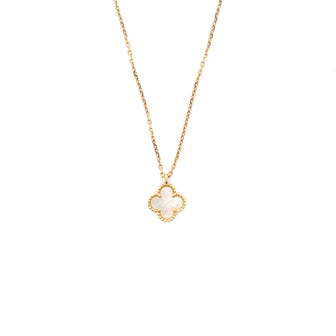 Van Cleef & Arpels Sweet Alhambra Pendant Necklace 18K Yellow Gold and Mother of Pearl