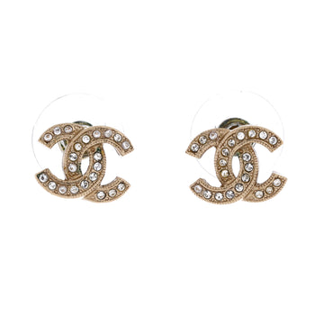 Chanel CC Stud Earrings Metal with Crystals