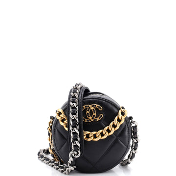 Chanel 19 Round Clutch with Chain Quilted Leather