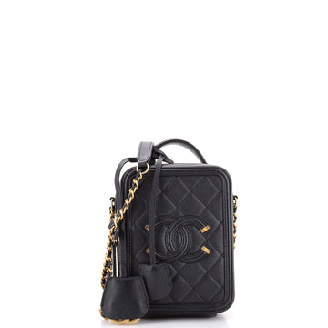 Chanel Filigree Vertical Vanity Case Quilted Caviar