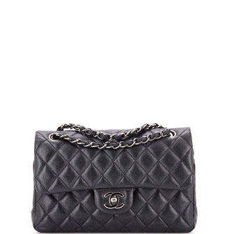Chanel Classic Double Flap Bag Quilted Iridescent Caviar Small