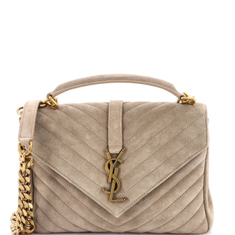 Saint Laurent Classic Monogram College Bag Matelasse Chevron Suede Medium