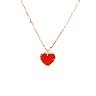 Van Cleef & Arpels Sweet Alhambra Heart Pendant Necklace 18K Rose Gold and Carnelian