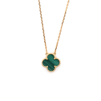 Van Cleef & Arpels Vintage Alhambra Pendant Necklace 18K Yellow Gold and Malachite