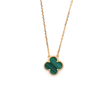 Van Cleef & Arpels Vintage Alhambra Pendant Necklace 18K Yellow Gold and Malachite