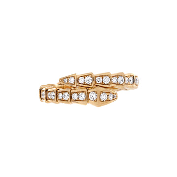 Bvlgari Serpenti Viper One-Coil Ring 18K Yellow Gold with Pave Diamonds