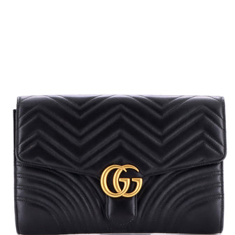 Gucci GG Marmont Flap Clutch Matelasse Leather