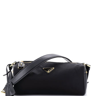 Prada Padlock Bauletto Shoulder Bag Re-Nylon with Leather Medium
