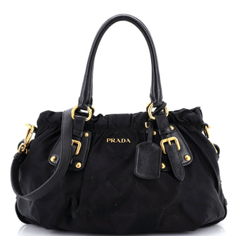 Prada Logo Belted Satchel Tessuto with Leather Medium