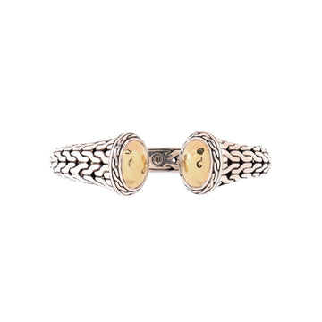 John Hardy Oval Kick Cuff Bracelet Sterling Silver with 22K Yellow Gold