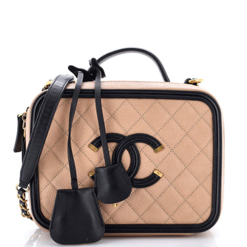 Chanel Filigree Vanity Case Quilted Caviar Medium