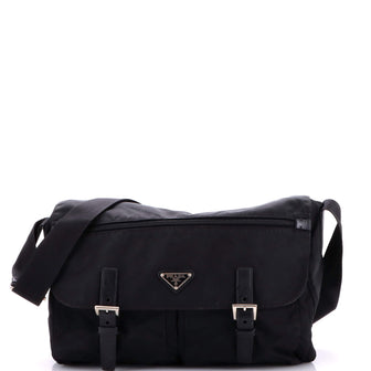 Prada Zip Buckle Messenger Bag Tessuto Medium