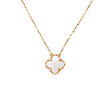 Van Cleef & Arpels Vintage Alhambra Pendant Necklace 18K Yellow Gold and Mother of Pearl
