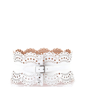 Alaia Waist Belt Laser Cut Leather Wide